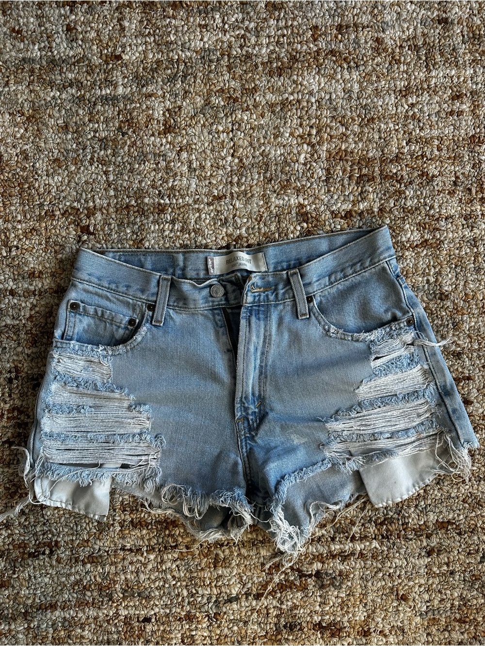 Levi's Light Blue Distressed Denim Jean Shorts
